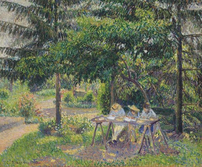 Camille Pissarro Enfants attables dans le jardin a Eragny, oil painting picture